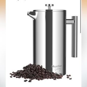 MuellerLiving French Press Coffee Maker 34oz,Stainless Steel French Press Coffee